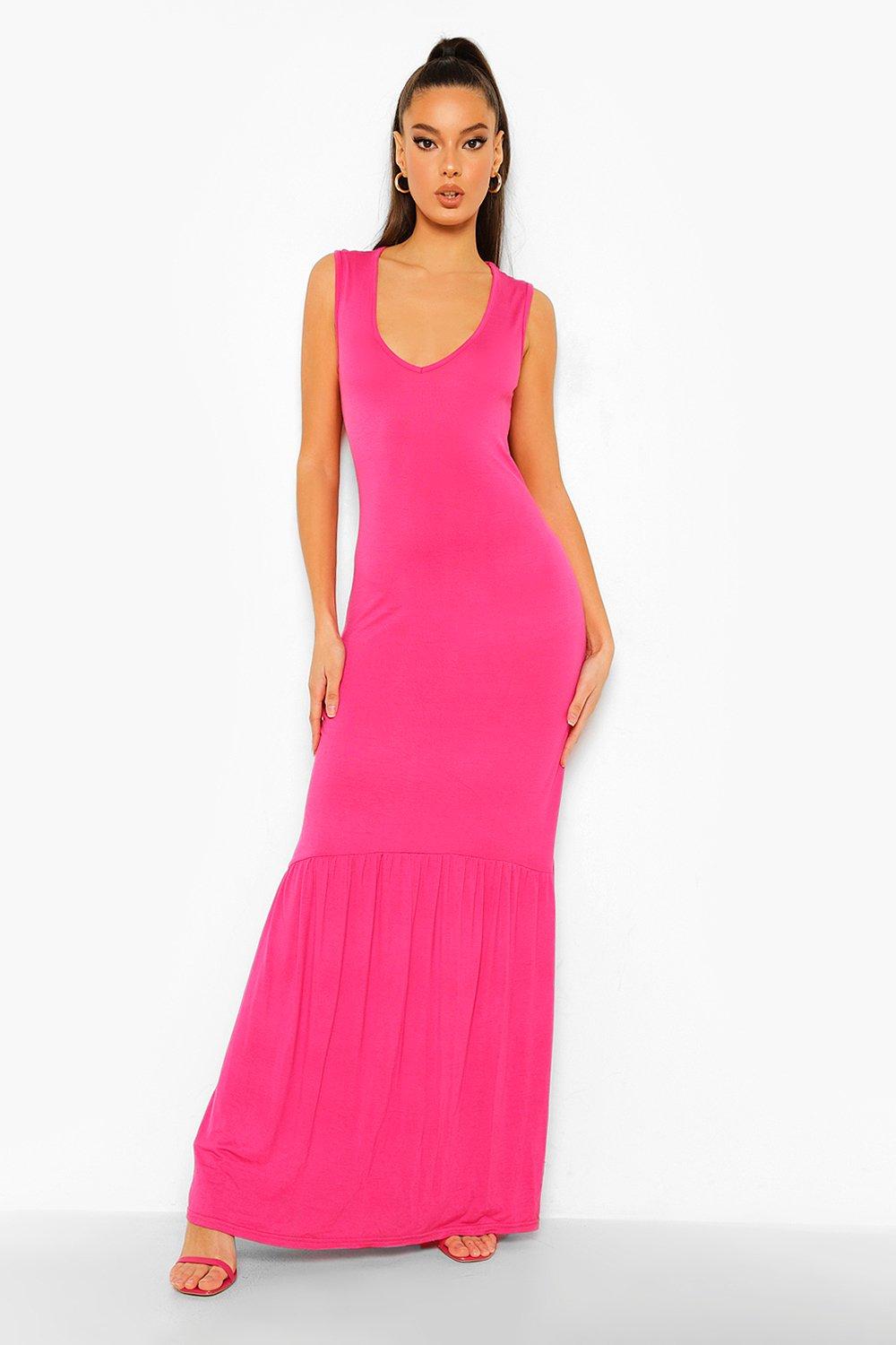 Boohoo pink maxi dress best sale